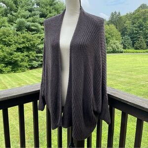 Barefoot Dreams cardigan sweater shawl cozy lite chic dolman sleeves brown 2X